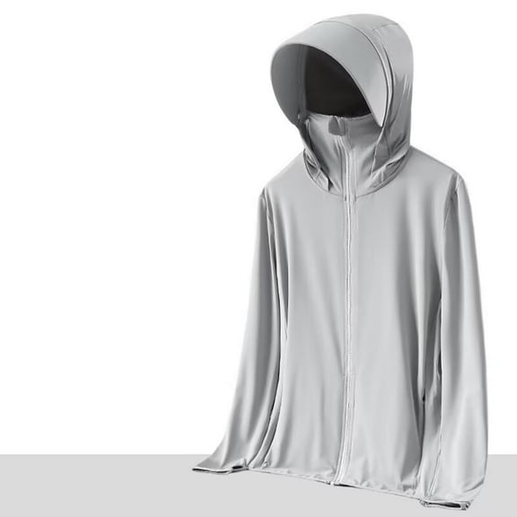 EchfiProm Womens Lightweight Windbreaker Jacket Gray Zip-up Streetwear Lightweight Waterproof Hooded Coat