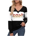 thumbnail image 1 of EchfiProm Womens Long Sleeve Shirts Black Cute Outfits Plus Size Snowflakes V Neck Christmas Tee Shirts for Female Xmas, 1 of 3