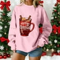 thumbnail image 1 of EchfiProm Womens Merry Christmas Sweatshirts Oversized Sweatshirt Plus Size Soft Xmas Long Sleeve Letter Print Cute Tops for Adult, 1 of 5