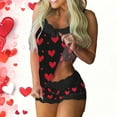 thumbnail image 1 of EchfiProm Womens Pajamas Set Shorts and Tank Lace Red Summer 2 Piece Pjs for Adult Valentines, 1 of 6