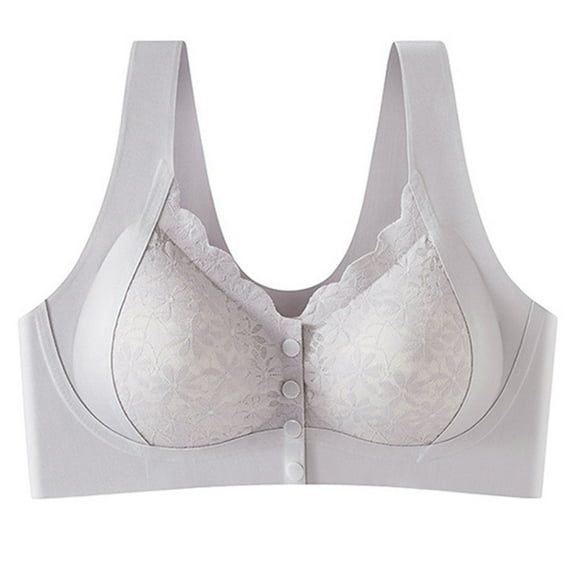 EchfiProm Womens Plus Size Bras Padded Purple Front Closure Full Figure Bras for Ladies Wireless 40ABC