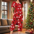 thumbnail image 1 of EchfiProm Womens Plus Size Christmas Pajamas Sleepwear 2 Piece Set Short Sleeve and Capri Cute Comfy Red Lounge Sets for Adults Xmas, 1 of 6
