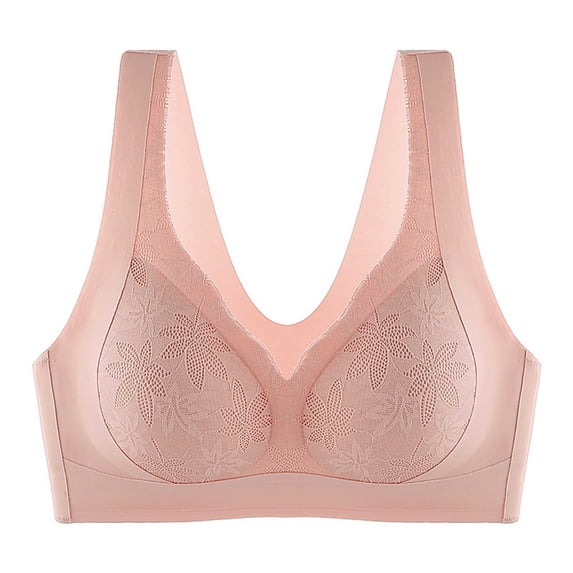 EchfiProm Womens Pullover Bras Red Back Smoothing Plus Size Older Women Full Figure Bras for Ladies Soft Cup 34BC