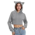 thumbnail image 1 of EchfiProm Womens Pullover Sweatshirt Comfy Hoodies Hooded Gray Loose Plain Crop Tops for Ladies Long Sleeve, 1 of 7