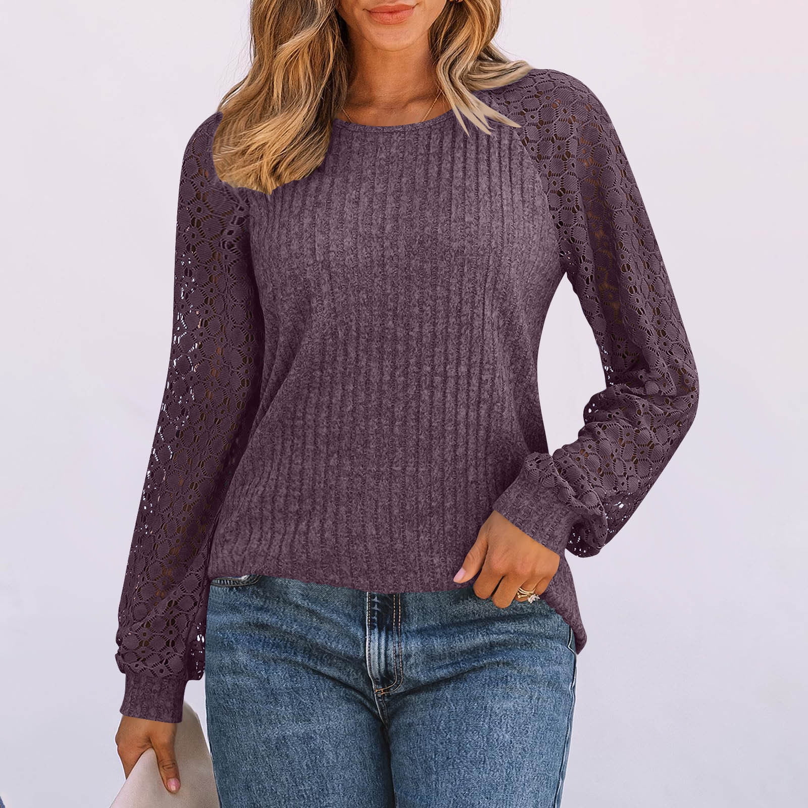 Purple Brand Long Sleeve T-Shirt Fashion Loose Long Sleeve Top
