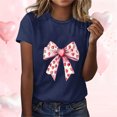 thumbnail image 1 of EchfiProm Womens Shirts Graphic Tee Valentine Day Casual Valentine Bow Print Plus Size Tops for Lover Short Sleeve, 1 of 5