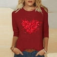 thumbnail image 1 of EchfiProm Womens Shirts Valentine T-Shirt Love Heart Casual Red Valentines Day Plus Size Elegant Top for Ladies, 1 of 5
