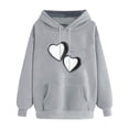 thumbnail image 1 of EchfiProm Womens Sweatshirt Trendy with Pockets Hoodies Gray Long Sleeve Hooded Valentines Pullover Graphic Tops for Ladies, 1 of 3