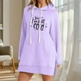 thumbnail image 1 of EchfiProm Womens Sweatshirt with Pockets Comfy Hooded Hoodies Letter Long Sleeve Pullover Tunic Tops for Ladies Purple, 1 of 4