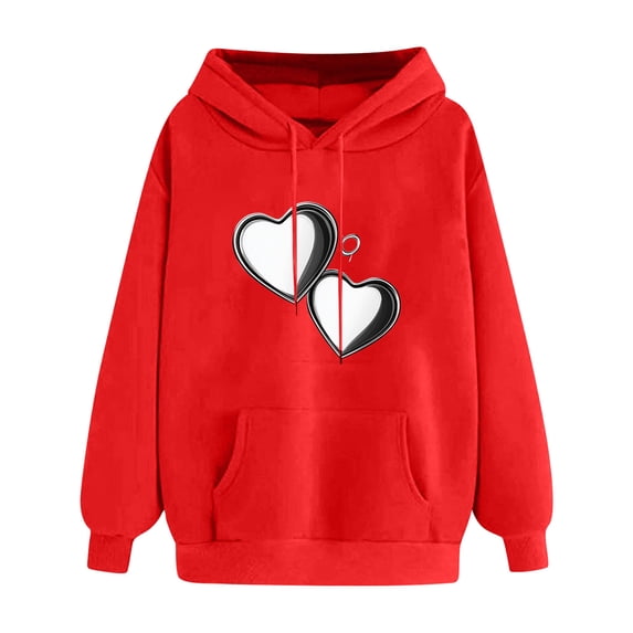 EchfiProm Womens Sweatshirt with Pockets Valentines Hoodies Casual Hooded Pullover Long Sleeve Graphic Tops for Womem