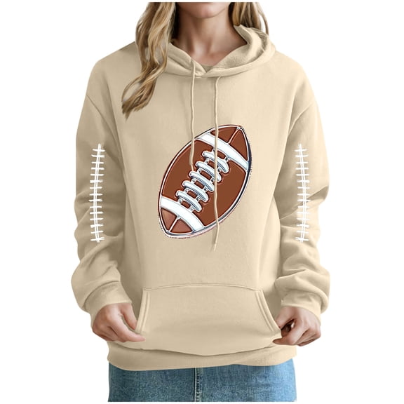 EchfiProm Womens Sweatshirt with Pockets Yellow Hoodies Pullover Hooded Long Sleeve Football Soft Tops for Ladies