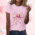 thumbnail image 1 of EchfiProm Womens T shirts Graphic Tee Valentine Valentine Day Summer Pink Bow Print Shirts for Lover Short Sleeve, 1 of 5