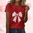 thumbnail image 1 of EchfiProm Womens T shirts Valentine Valentine Day Graphic Tee Crew Neck Short Sleeve Red Cute Shirts for Wife Bow Print, 1 of 5