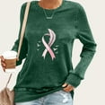 thumbnail image 1 of EchfiProm Womens Tops Long Sleeve Breast Cancer Pullover Fall Green Relaxed Fit T-Shirt for Ladies, 1 of 4
