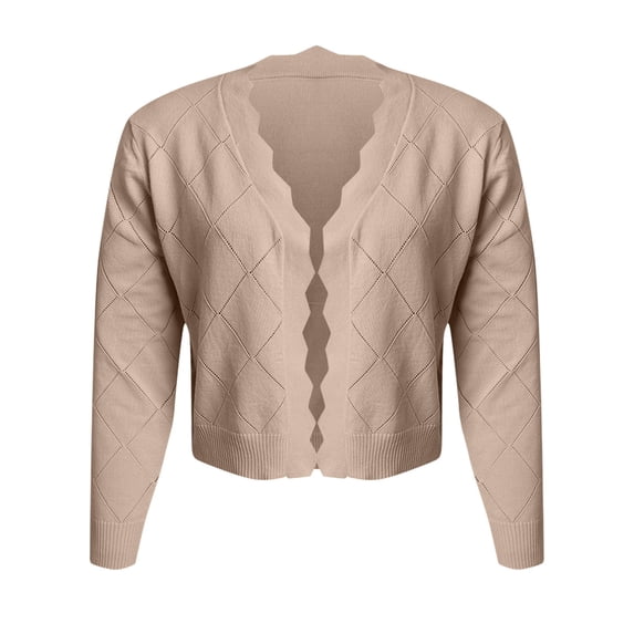 EchfiProm Womens Tops Long Sleeve Knit V-Neck Relaxed Fit Casual Sweater Cardigan for Ladies Khaki