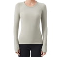thumbnail image 1 of EchfiProm Womens Tops Sports Beige Yoga Pullover Plain Workout Winter Long Sleeve Undershirts for Womens Slim Fit, 1 of 4