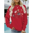 thumbnail image 1 of EchfiProm Womens Tops Winter Red Pullover Floral Long Sleeve Sweatshirt for Womens Loose, 1 of 6