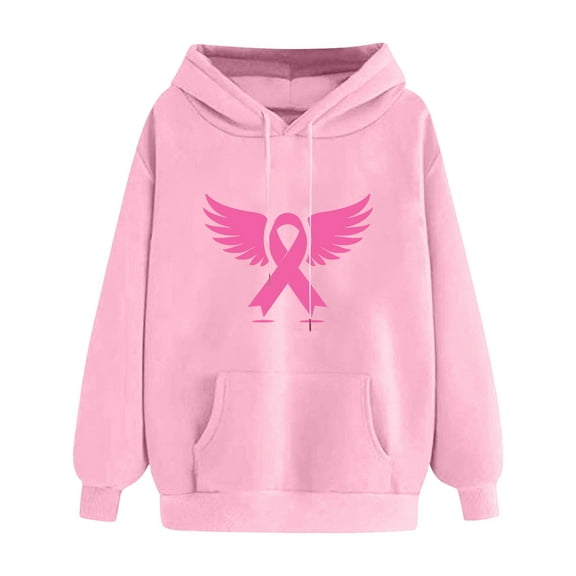 EchfiProm Womens Trendy Sweatshirts Pink with Pockets Hoodies Breast Cancer Hooded Pullover Graphic Tops for Womem