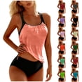 thumbnail image 1 of EchfiProm Womens Two Piece Swimsuits Swimwear Summer Gold Tankini High Waisted Bathing Suits for Ladies, 1 of 5