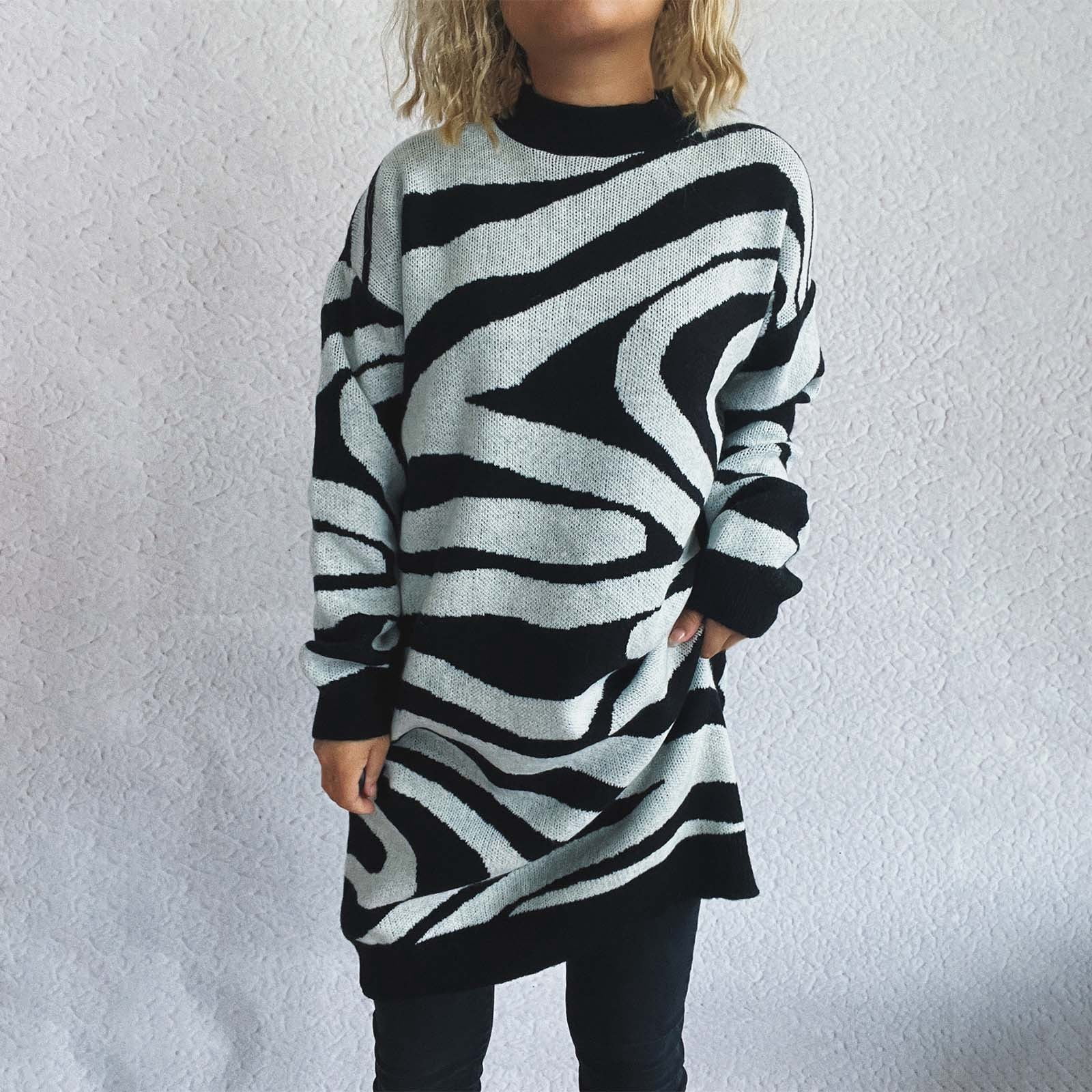 MILLCHIC Women's Oversized Colorblock Sweater – Rainbow Striped Long Sleeve Knit Pullover
