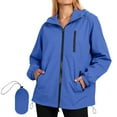 thumbnail image 1 of EchfiProm Zip-up Windbreaker Jacket for Women Packable Blue Outdoor Lightweight Hooded Waterproof Coat, 1 of 8