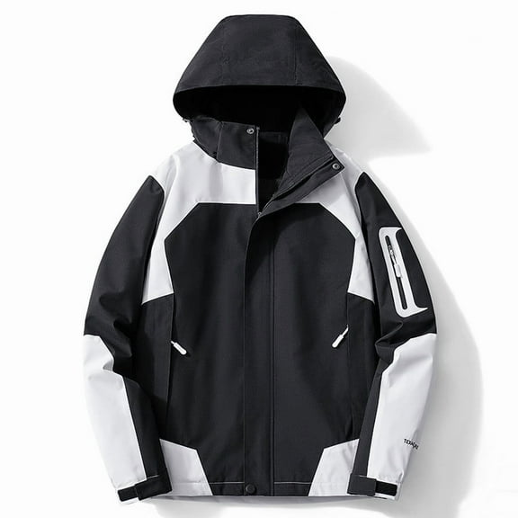 EchfiProm Zip-up Women Softshell Jacket Black Travel Mid-Weight Windproof Multipocket Hooded Coat