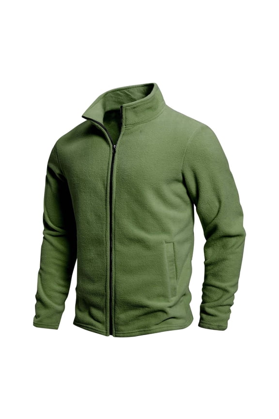 Zipper Sweatshirts for Men Zip Mock Neck Green Jacket Long Sleeve Fleece Relaxed Fit No Hood Sweatshirts with Pocket