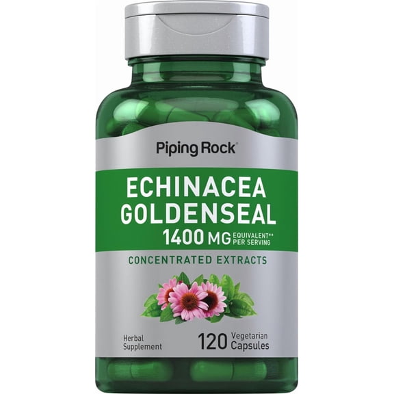 Echinacea Goldenseal Capsules | 1400mg | 120 Vegetarian Capsules | by Piping Rock