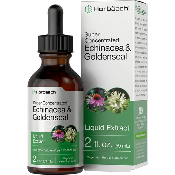 Echinacea Goldenseal Liquid Extract | 2 fl oz | Tincture Drops | for Men and Women | by Horbaach