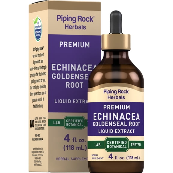 Echinacea Goldenseal Tincture | 4 fl oz Liquid Drops | Supplement for Men and Women | by Piping Rock