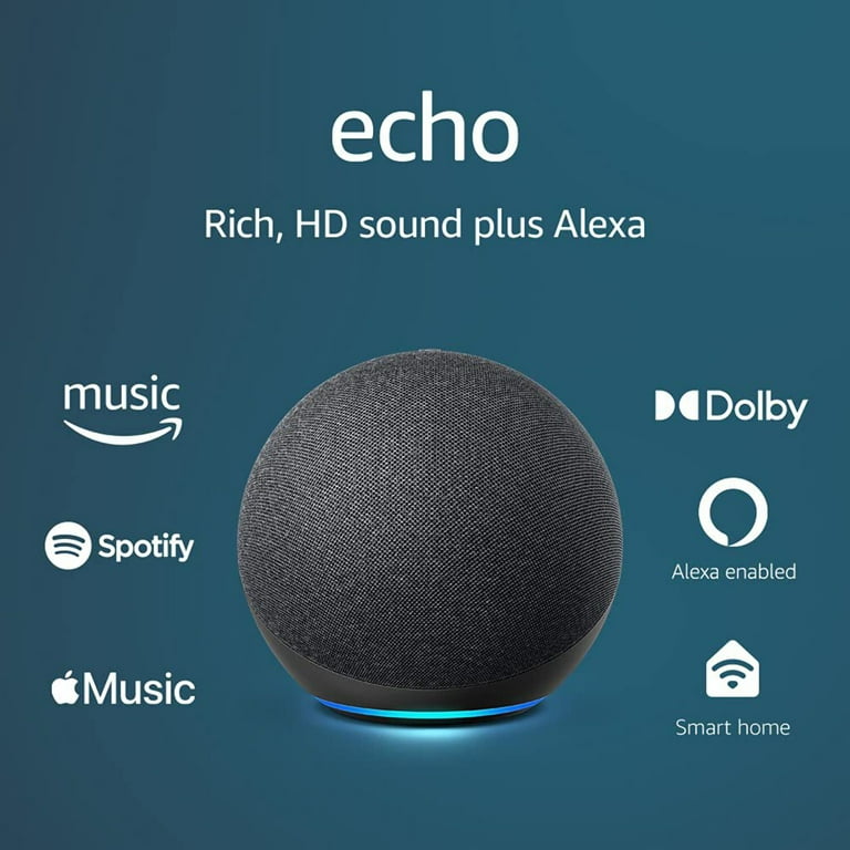 Echo (4th Gen) With Premium Sound, Smart Home Hub, Works With Alexa 