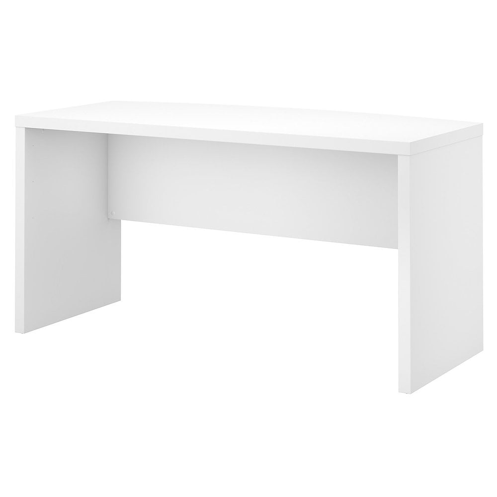 Modern Pure White 60" Home Office Desk with Drawer and Cabinet