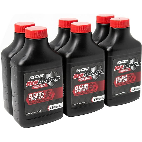 6 Pack of Echo Red Armor 2-Stroke Engine Oil 6.4 oz Bottle 50:1 Mix for 2.5 Gallons 6550025S-6PK