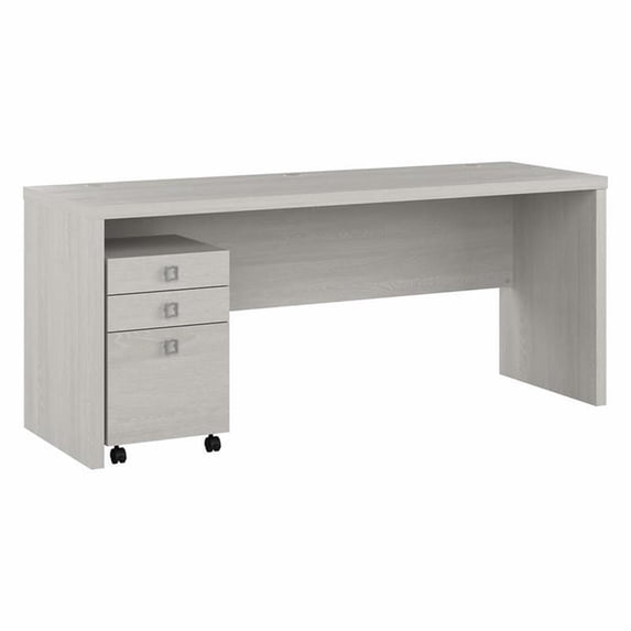Echo 72W Computer Desk with Drawers in Gray Sand - Engineered Wood