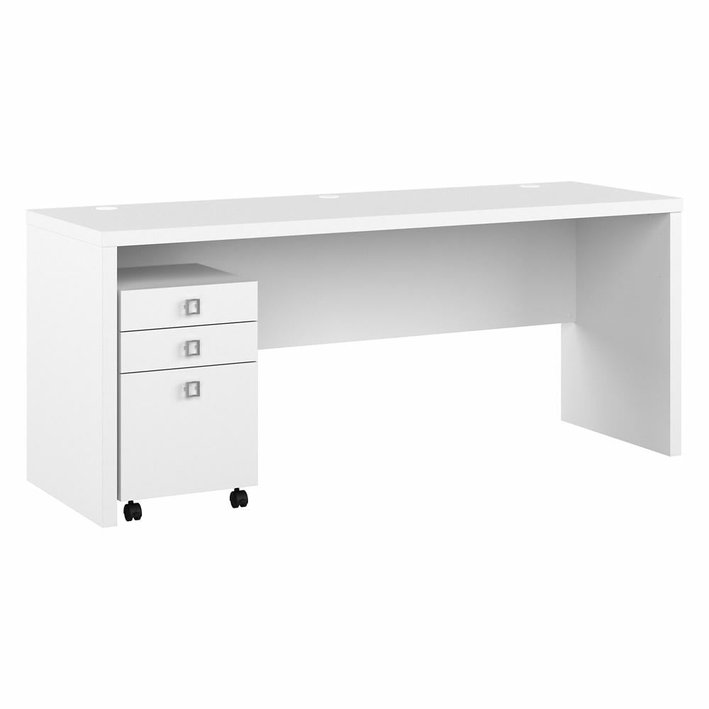 Echo 72W Computer Desk with Drawers in Pure White - Engineered Wood ...