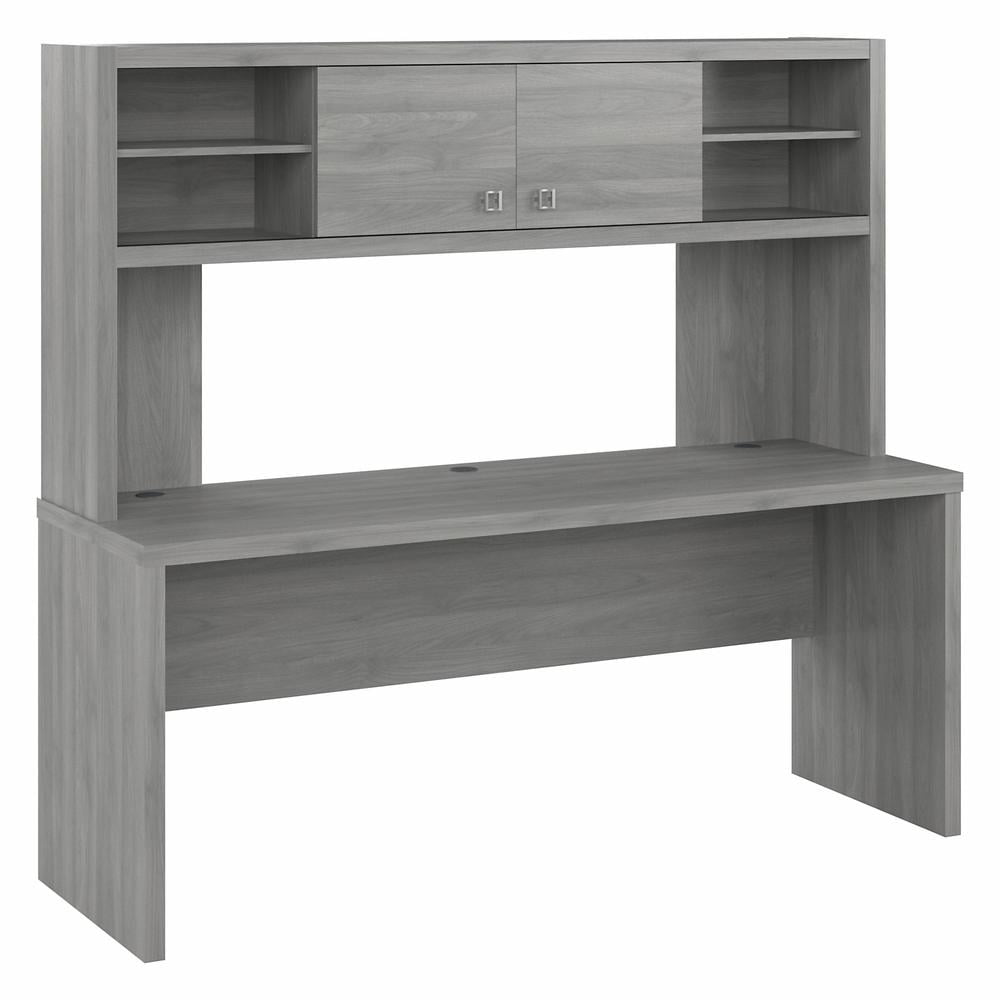 Modern Gray 72" Wood Desk with Hutch and Filing Cabinet