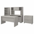thumbnail image 1 of Echo Bow Front Desk and Credenza Office Set in Gray Sand - Engineered Wood, 1 of 6