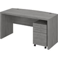 thumbnail image 1 of Echo Bow Front Desk with Mobile File Cabinet in Modern Gray - Engineered Wood, 1 of 7