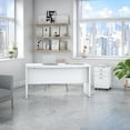 thumbnail image 1 of Echo Bow Front Desk with Mobile File Cabinet in Pure White - Engineered Wood, 1 of 5