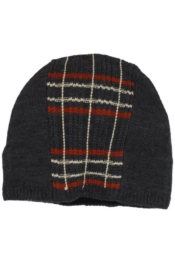 Men's Textured Plaid Beanie Hat, Slate, One Size