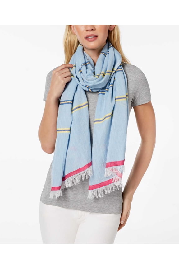 Design Women's Cabana Stripe Cotton Wrap Coastal Blue One Size