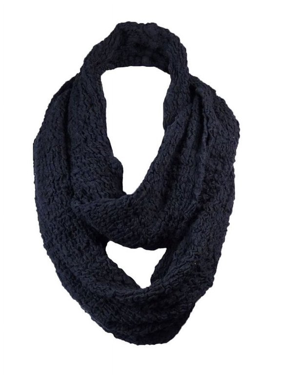 Women's Textured Stretch Cloud Stich Infinity Scarf Os Black