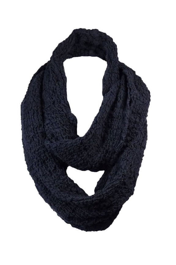 Women's Textured Stretch Cloud Stich Infinity Scarf Os Black