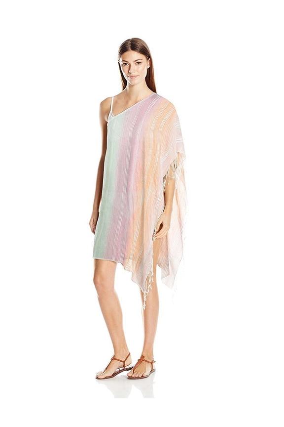 Design Women’s Textured Stripe Poncho Swimsuit Cover Up, Cambon Coral