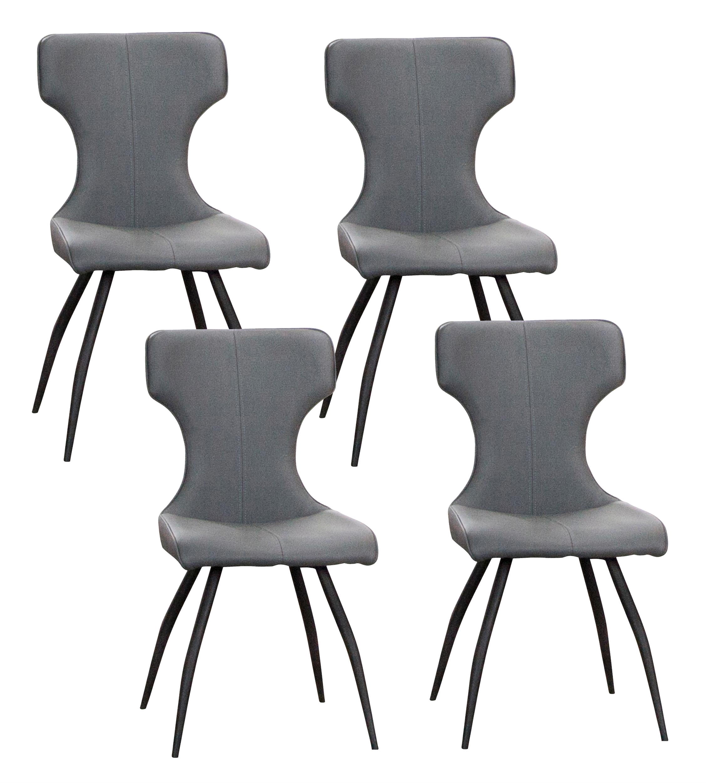Echo Faux Leather Dark Gray Dining Chairs Black Legs Set of 4 Kitchen Sidechairs