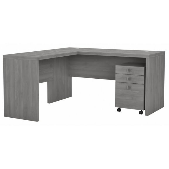 Echo L Shaped Desk with Mobile File Cabinet in Modern Gray - Engineered Wood
