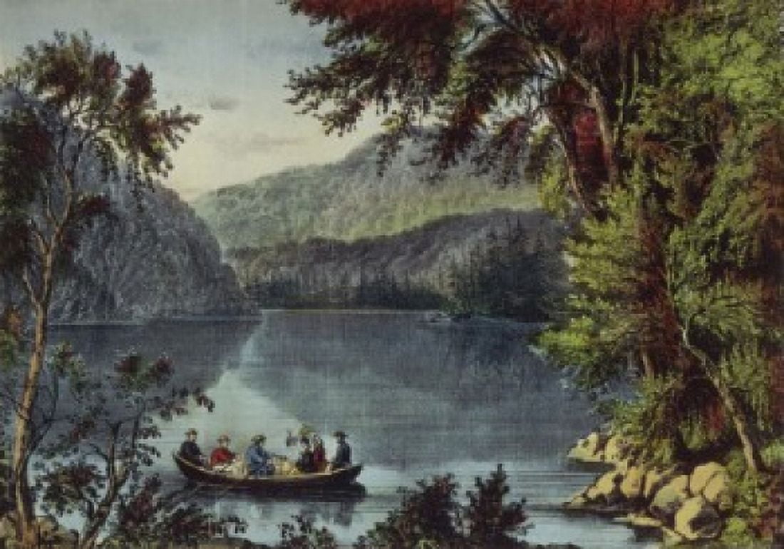 Echo Lake White Mountains Currier & Ives (Active 1857-1907 American) Color Lithograph Library of Congress Washington DC Canvas Art - Currier and Ives (18 x 24)