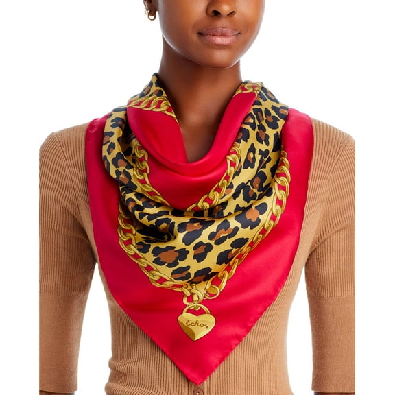 Echo Leopard Charm Square Silk Scarf