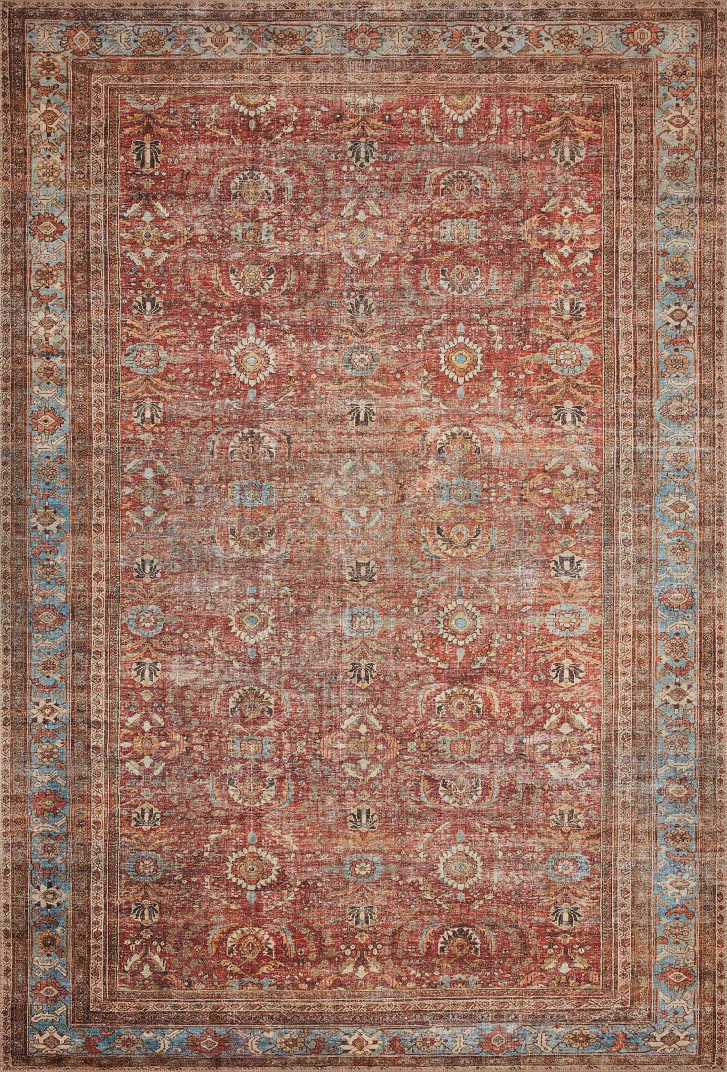 Echo Loom Anabella Brick / Blue 2'-6" x 7'-6" Runner Rug