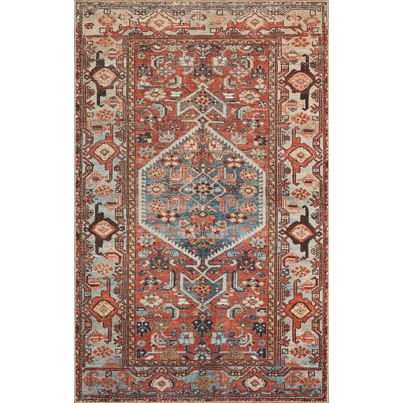 Echo Loom Grand Havana Red / Sky 2'-3" x 3'-9" Accent Rug